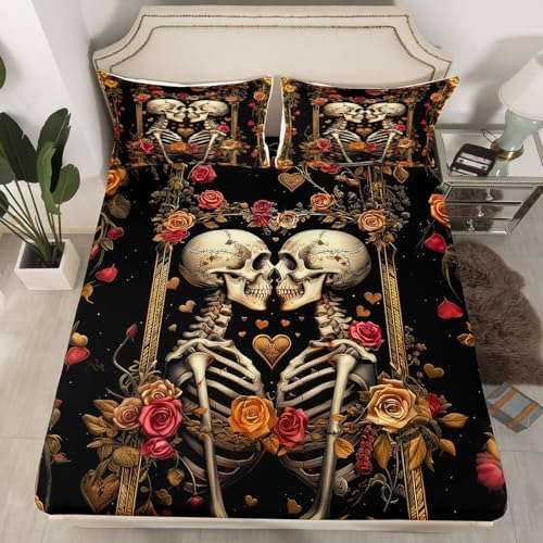 Manfei Twin Size Skeleton Sheet Set with Pillowcase
