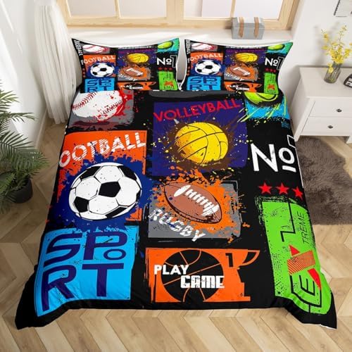 Erosebridal Baseball Duvet Cover Set for Boys Teens
