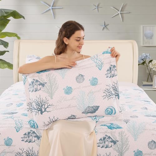 CHESITY 3-Piece Ocean Quilt Set Twin Size