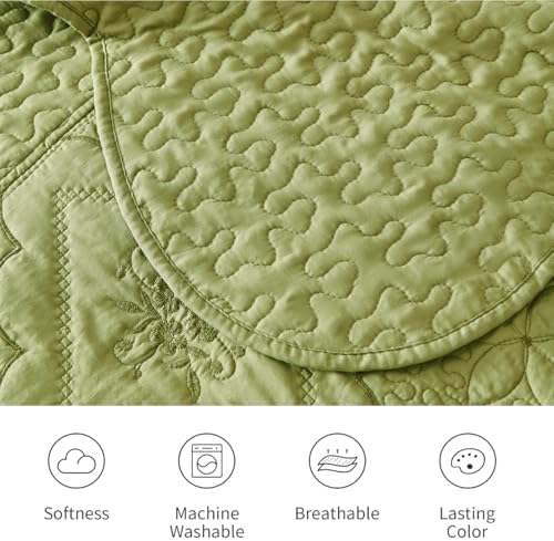 Cmfshape Floral Embroidery Quilt Set 3 Piece King Bedding Set