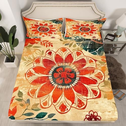 Erosebridal Bohemian Groovy King Size Sheet Set