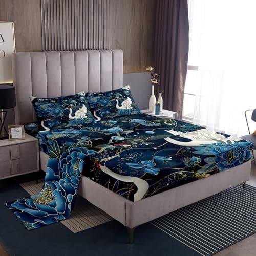 Feelyou Kids Japanese Cranes King Size Sheet Set