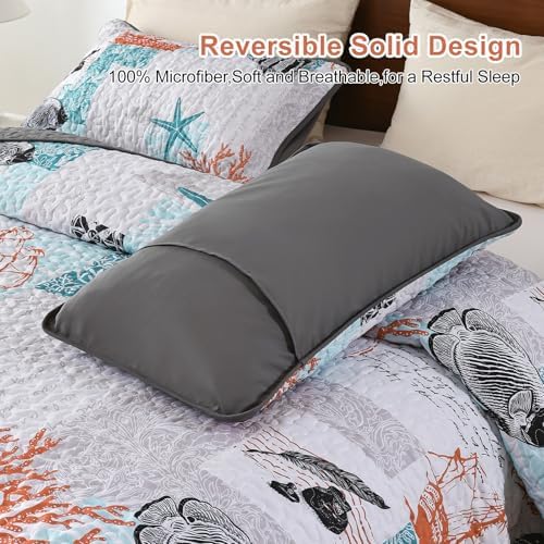 Djoymock Coastal King Quilt Set 3 Piece