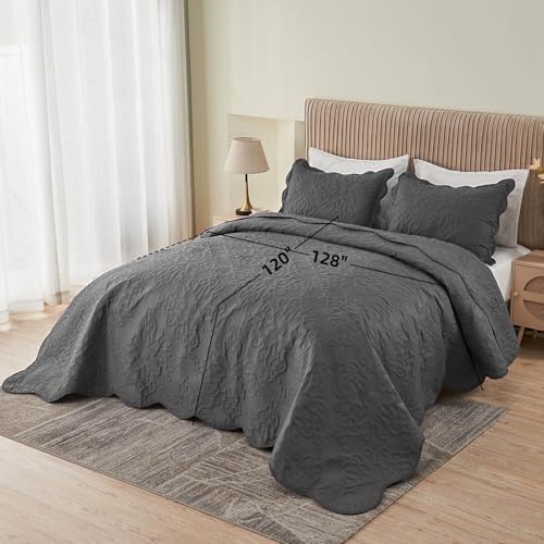 Kingnex Oversized King Bedspread Set Dark Grey 1