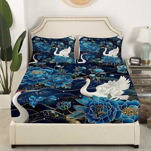 Feelyou Kids Japanese Cranes King Size Sheet Set
