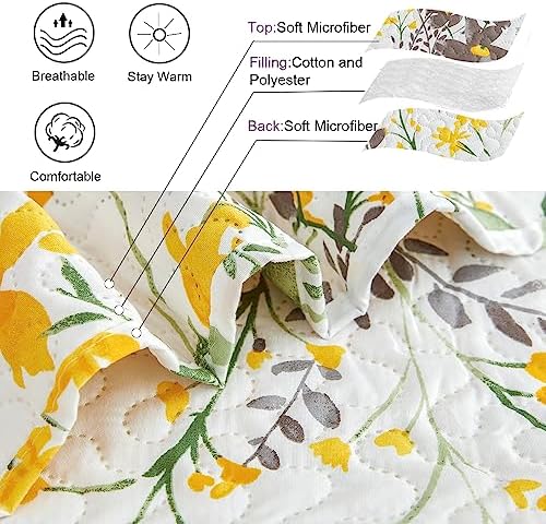 Ycosy King Size Floral Quilt Set Reversible