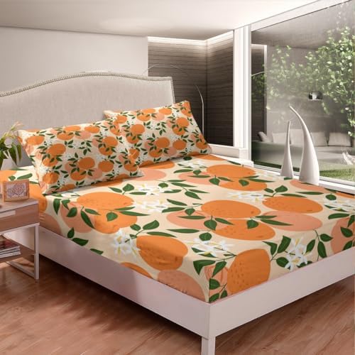 Feelyou Cartoon Orange Bedding Set for Kids 4pcs