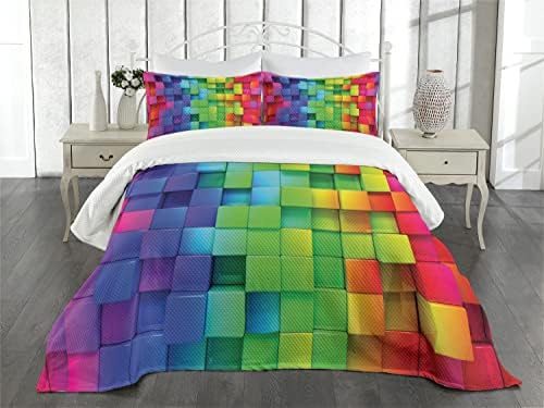 Ambesonne Colorful Bedspread Set Queen Size