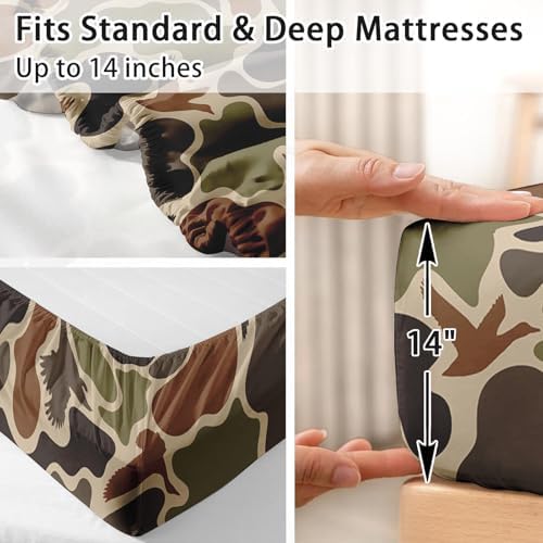 Zzzboro 4 Pcs Fitted Sheet Set King Size Camouflage