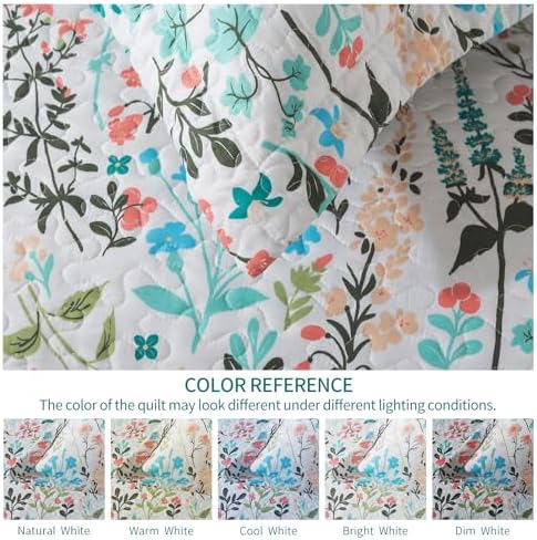 TWINRUN Floral Queen Quilt Bedding Set - 3 Piece Farmhouse Garden Style