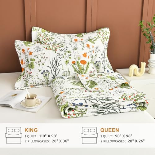 Sanracie Cotton Floral King Quilt Set Yello