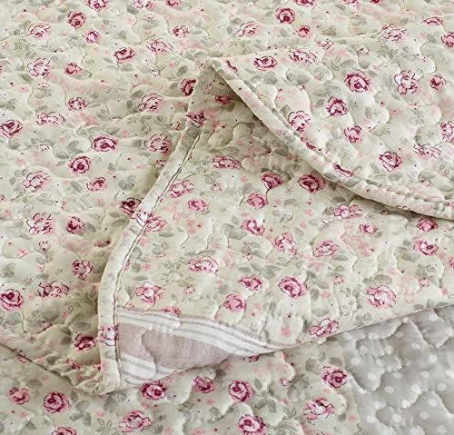 Brilliant Sunshine Grey Cupid and Pink Rose Quilt Set