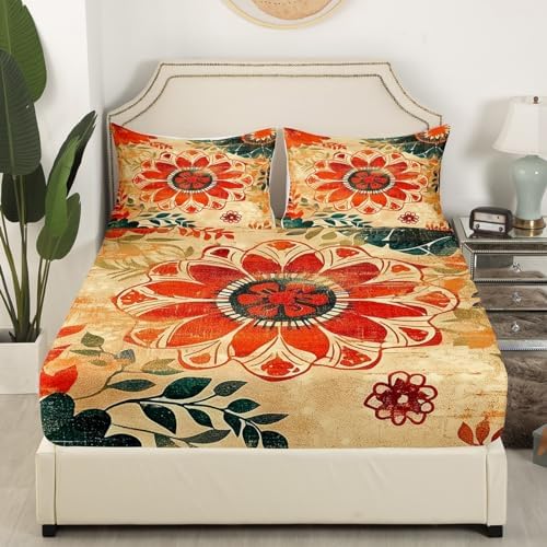 Erosebridal Bohemian Groovy King Size Sheet Set