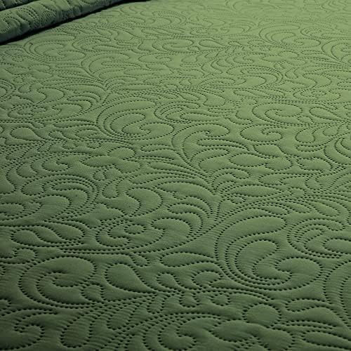 HOMBYS Alaska King 132x120 Bedspread Coverlet Set Olive Green