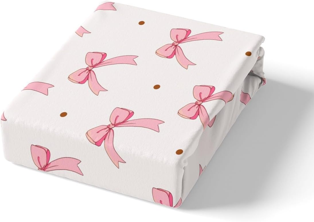 Feelyou Pink Bow Sheet Set for Kids Girl King Size