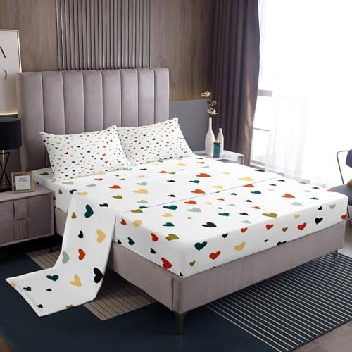 Feelyou Heart Bed Sheet Set King Size for Kids