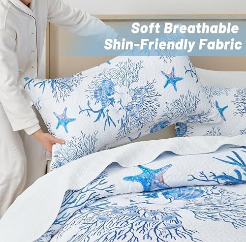 Weesire Coastal King Quilt Set with 2 Shams