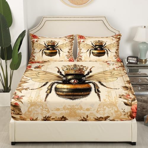 Castle Fairy Honey Bee Fitted Sheet Set Full Size 4 Pcs