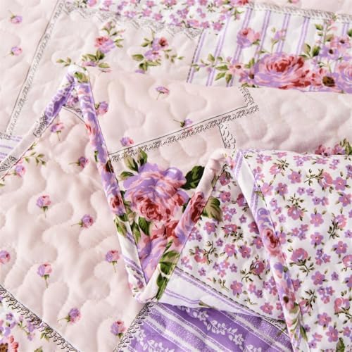 Cmfshape Reversible Lilac Floral Quilt Set