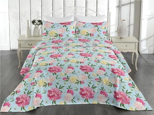Ambesonne Floral Bedspread Set Queen Size
