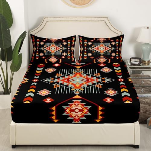 Feelyou Geometric King Size Sheet Set 4Pcs