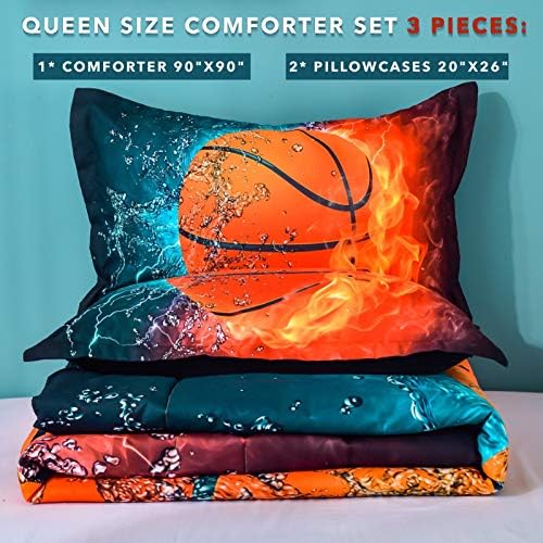 Andency Basketball Comforter Set Queen 3Pcs
