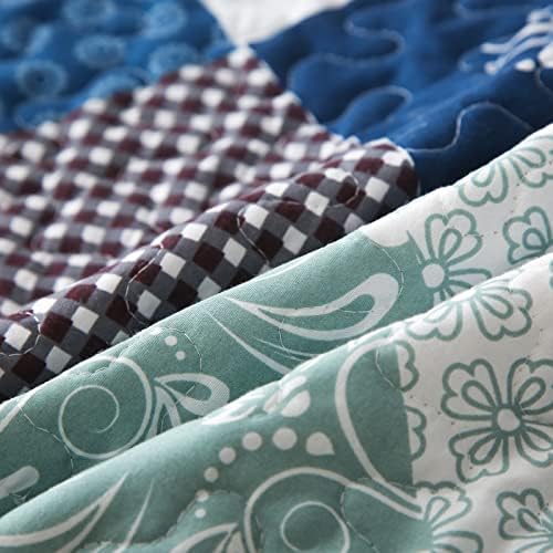 Dinjoy Reversible Patchwork Quilt Set Queen Size 1