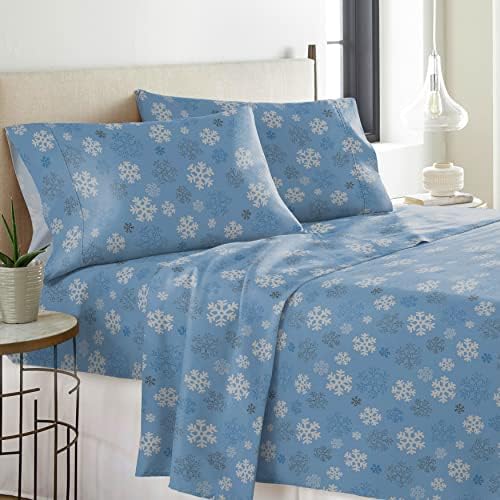 Pointehaven Heavy Weight Flannel Sheet Set Twin XL Snow Flakes Cozy