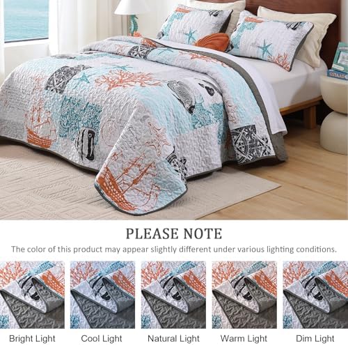 Djoymock Coastal King Quilt Set 3 Piece