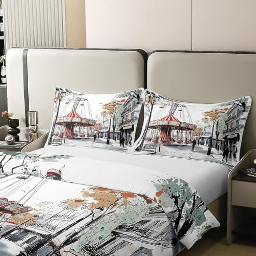 Erosebridal Retro City Duvet Cover Set Twin