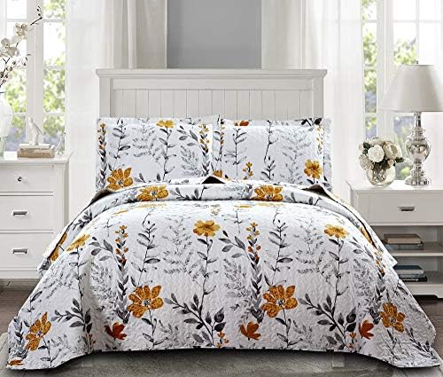 ARL HOME Floral Quilt Bedspread Set Queen Size