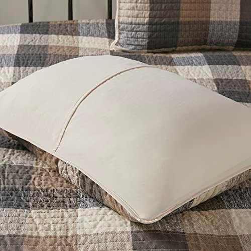 Madison Park Reversible Quilt Set - 6 Piece Neutral Plaid Cabin Style