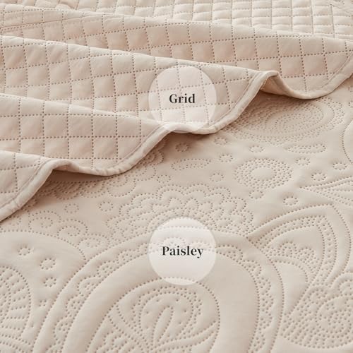 Alaskan King Bedspread Set 132x120 Inches Paisley Quilt
