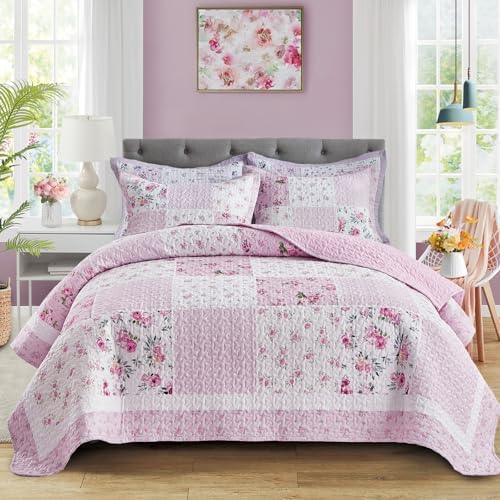 UOZZI Patchwork Quilt Set Queen Size 3 Pieces