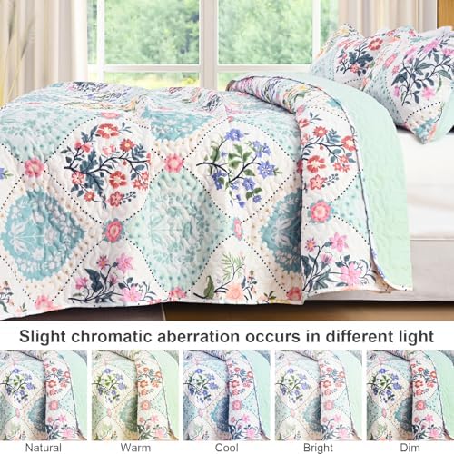 Uspring Queen Size Soybean Fiber Quilt Set with Pillow Shams