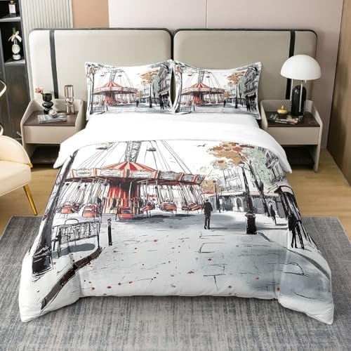 Erosebridal Retro City Duvet Cover Set Twin