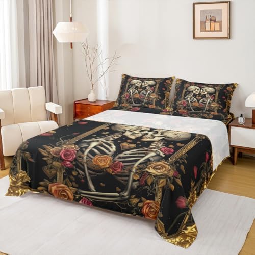 Manfei Twin Size Skeleton Sheet Set with Pillowcase