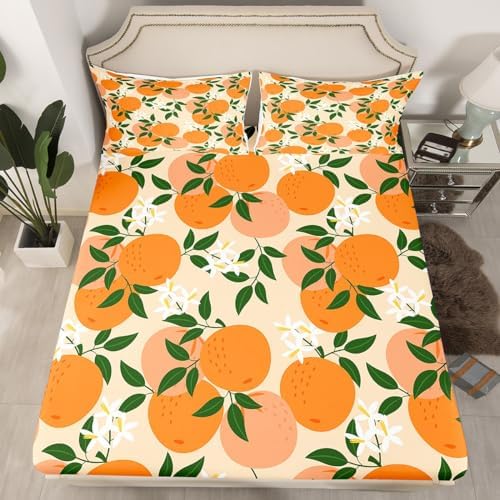 Feelyou Cartoon Orange Bedding Set for Kids 4pcs