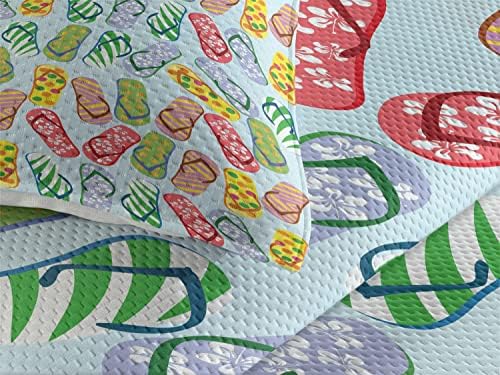 Ambesonne Flip Flop Coverlet Set Twin Size Yellow Blue