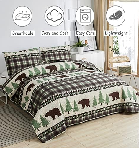 CHESITY Queen Size 3Pcs Quilt Set Farmhouse Decor