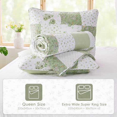 VIVILINEN Oversized King Size Reversible Quilt Set