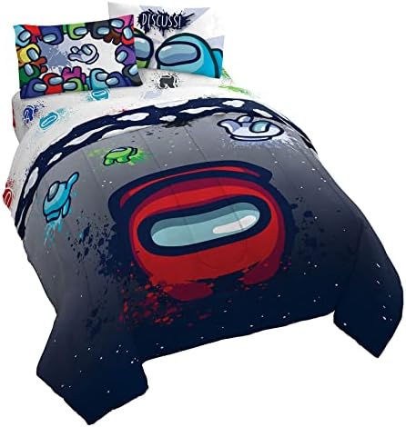 Jay Franco Among Us Space Splatter 5 Piece Queen Bed Set 1