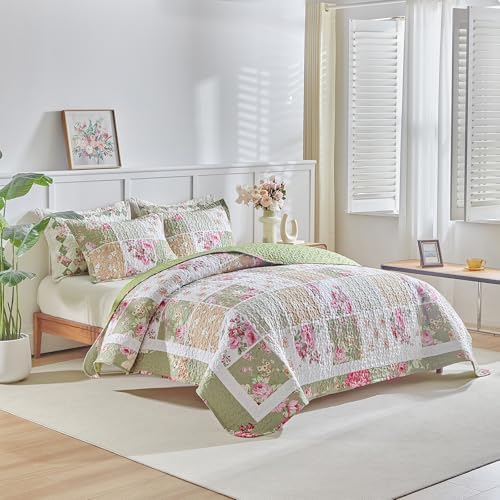 UOZZI Patchwork Quilt Set 3PC Queen Size Reversible