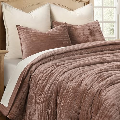 Evergrace Velvet Quilt Set King Size with Terracotta Clay