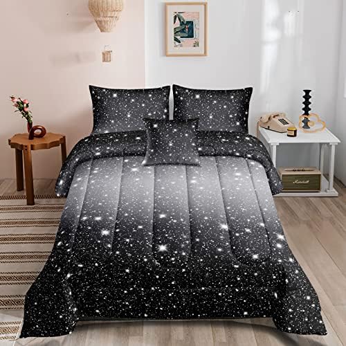ROWADALO Galaxy Starry 6Pcs Comforter Set Queen Size
