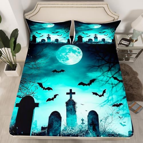 Feelyou Galaxy Moon Bed Sheet Set Queen Size