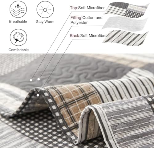 Jessy Home Plaid Quilt Set Queen Size