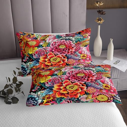 Erosebridal Boho Floral Quilted Bedspread Set