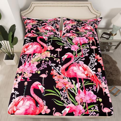 Feelyou Pink Flamingo King Size Sheet Set 1