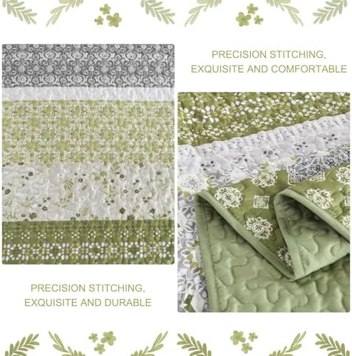 WONGS BEDDING Boho Quilt Set Queen Size Olive Green